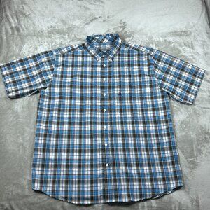 Cinch Shirt Men's XXL Blue Black Plaid Oxford Button Down Lightweight Western